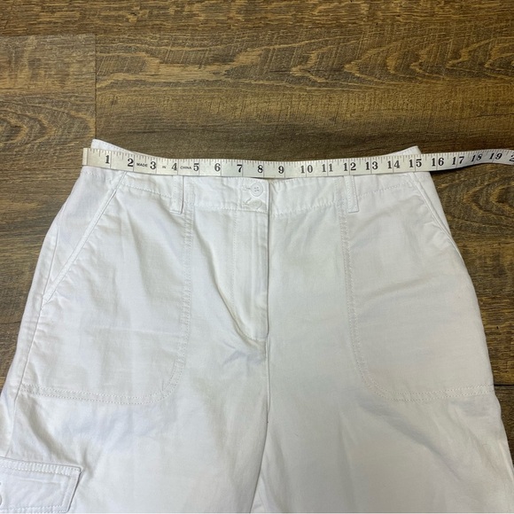 Talbots SuperSoft Cargo Pants Women Size 10 White Cotton Linen Blend Casual - Picture 2 of 10